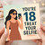 18th Birthday Card - You're 18 Treat Your Selfie - Funny Selfie Illustration for Turning 18 - Humorous Card for Friends or Family