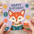 Birthday Card, Cute Fox Reading Book Happy Birthday Card