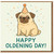 Funny Pug Birthday Card - Happy Oldening Day - Cute Dog Party Hat Pun for Him, Her or Friend, Dog Lovers