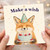 Birthday Card, Cute Fox Make a Wish Card