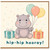 Birthday Card, Cute Hippo Balloons and Gifts Card
