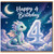 4th Birthday Card, Cute Dragon in the Clouds