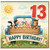 13th Birthday Card, Cute Farm Animals Truck Happy Birthday Card