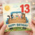 13th Birthday Card, Cute Farm Animals Truck Happy Birthday Card