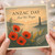 ANZAC Day Remembrance Card - Lest We Forget with Red Poppies and Memorial at Sunrise - Sympathy Tribute Greeting Card