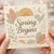 Spring Begins Spring Equinox Greeting Card - Pastel Leaves, Sun and Moon Design - Seasonal Nature Card