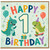 1st Birthday Card, Cute Dinosaur Happy Birthday Card