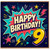 9th Birthday Card, Comic Style Happy Birthday Design
