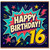 16th Birthday Card, Bold Comic Style Happy Birthday Card