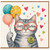 14th Birthday Card, Cute Cat Happy Birthday Card