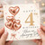 4th Birthday Card, Rose Gold Heart Balloons Birthday Card, Have an Amazing Day