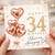 34th Birthday Card, Have an Amazing Day Rose Gold Heart Balloon Design