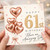 61st Birthday Card, Rose Gold Heart Balloon Happy Birthday Card