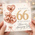 66th Birthday Card, Rose Gold Heart Balloons Happy Birthday Card