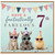 7th Birthday Card, Cute Party Animals Design