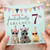 7th Birthday Card, Cute Party Animals Design