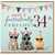 34th Birthday Card, Have a Fantastically Fabulous 34th Birthday Card with Cute Party Animals