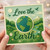 Love the Earth Greeting Card - Green Globe, Mountains, River and Flowers - Environmental Appreciation Card for Earth Day or Any Occasion