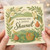 Wishing You a Joyful Shavuot Card - Pastoral Paper-Cut Style with Wheat, Pomegranates, Torah Scroll, Birds and Basket of First Fruits - Jewish Holiday Greeting Card