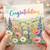 Birthday Card, Floral Meadow Rainbow Lettering Greeting Card