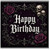 Birthday Card, Gothic Happy Birthday Card with Purple Roses and Skulls