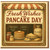 Fresh Wishes For Pancake Day Card - Retro Market Stall Illustration with Pancakes, Crêpes, Jam, Butter and Flour - Vintage Sign Style Shrove Tuesday Greeting