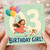 3rd Birthday Card, Happy Birthday Girl Card with Balloons
