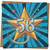 56th Birthday Card - Starburst Celebration Design in Blue and Gold - 145mm x 145mm -, Includes Kraft Envelope