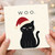 Birthday Card, Grumpy Cat in Santa Hat Card