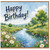 Birthday Card, Happy Birthday Watercolour Countryside River Scene