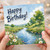 Birthday Card, Happy Birthday Watercolour Countryside River Scene