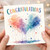 Birthday Card, Colourful Rainbow Watercolour Celebration Card