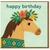 Happy Birthday Card - Cute Horse with Flower Crown, Teal Patterned Blanket, Fun Animal Design for Kids, Teens and Horse Lovers
