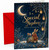 Christmas Card for Nephew, “To a Special Nephew With love at Christmas time” Moonlit Night Sky with Hanging Lantern Tree, Rabbit & Mouse Illustration