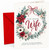 Wife Christmas Card Floral Wreath with Poinsettia and Bow