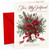 Girlfriend Christmas Card, Red Rose Bouquet and Ribbon