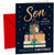 Son Christmas Card, Stacked Presents and Stars Design