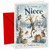 Niece Christmas Card, Winter Woodland Tree & Rabbits