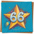 66th Birthday Card - Starburst Star Design - Age 66 Celebration, Bright Blue & Gold, Square 145mm x 145mm, Includes Kraft Envelope