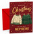 Nephew Christmas Card, Hanging Jumpers on Red Background