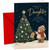Daughter Christmas Card, Bear by Tree with Heart Baubles