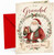 Grandad Christmas Card, Santa with Gift and Holly Wreath