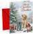 Brother Christmas Card with Dog, Boots and Lantern in Snow