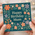 Mum Birthday Card - Happy Birthday Mum Floral Design - Teal Background with Peach & Lilac Flowers - Elegant Card for Mother from Daughter or Son