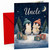 Uncle Christmas Card Penguin Couple and Presents Night Sky