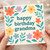 Grandma Birthday Card - Floral Border with Colourful Flowers and Leaves - Happy Birthday Grandma