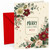 Niece Christmas Card, Floral Poinsettia and Holly Berries