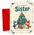 Sister Christmas Card, Penguin & Fox by Tree and Presents