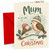 Mum Christmas Card with Robins in Hats and Gift