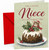 Niece Christmas Card, Mouse in Hat on Christmas Pudding